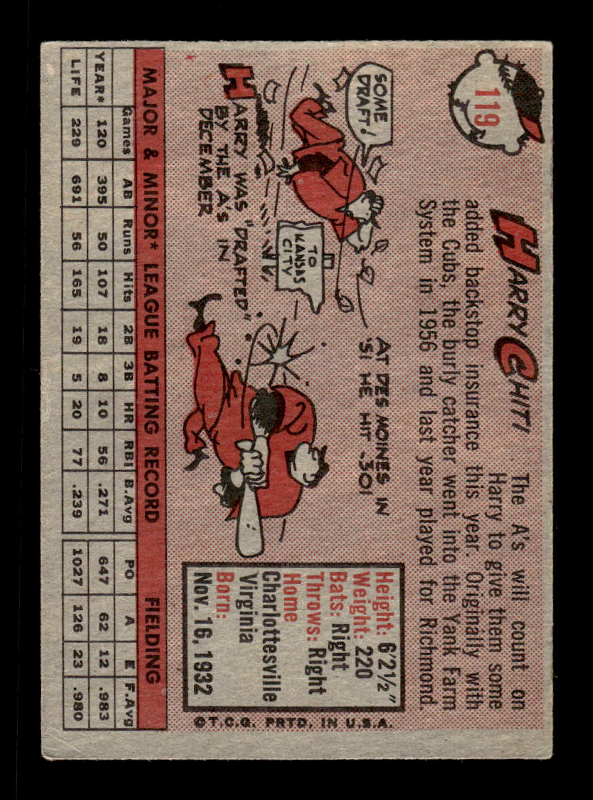 1958 Topps #119 Harry Chiti Kansas City Athletics EX KC10009640