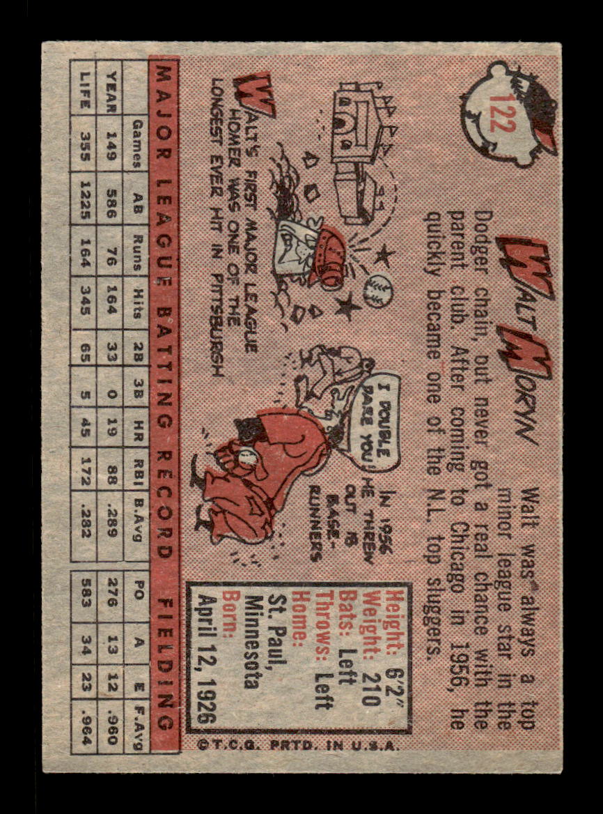 1958 Topps #122 Walt Moryn Chicago Cubs EX KC10009643