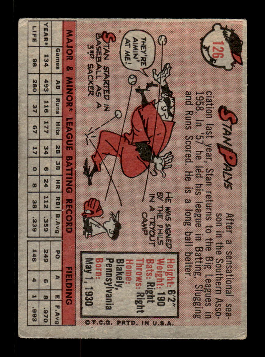 1958 Topps #126 Stan Palys Cincinnati Redlegs EX KC10009647