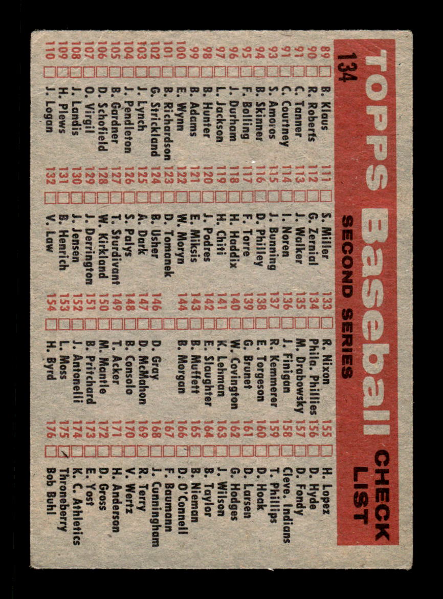 1958 Topps #134 Philadelphia Phillies Philadelphia Phillies EX KC10009655