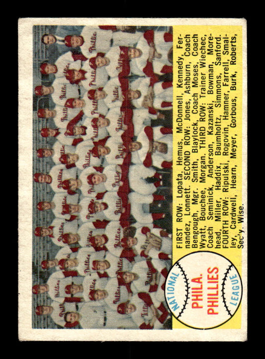 1958 Topps #134 Philadelphia Phillies Philadelphia Phillies EX KC10009655