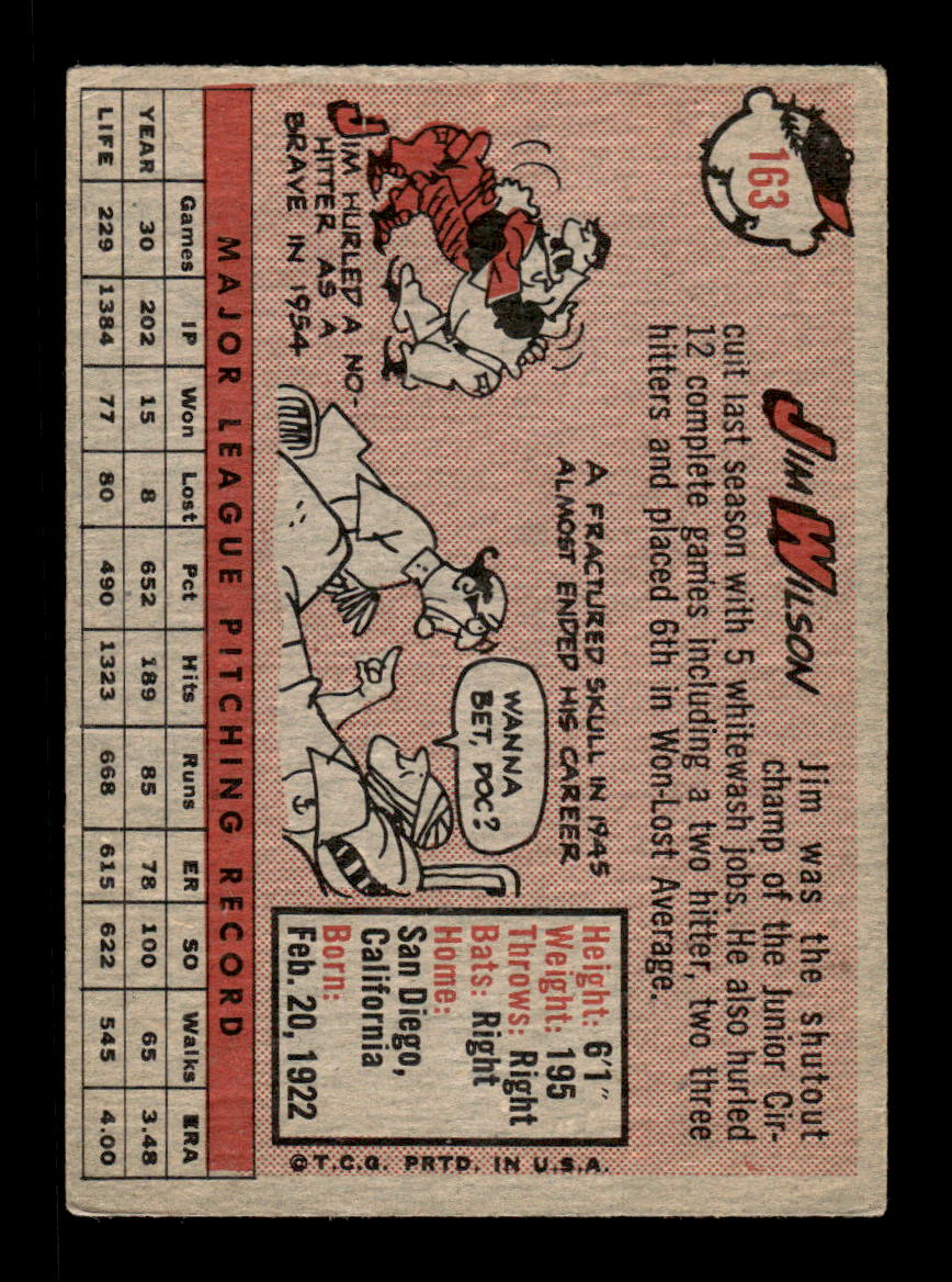1958 Topps #163 Jim Wilson Chicago White Sox VG KC10009682