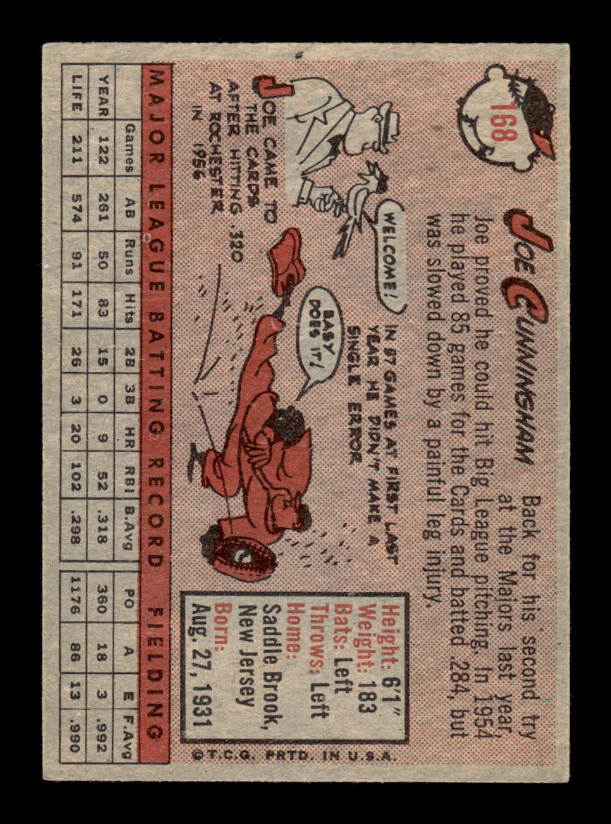 1958 Topps #168 Joe Cunningham St. Louis Cardinals VG KC10009687