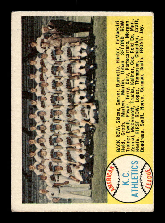 1958 Topps #174 Kansas City Athletics Kansas City Athletics VGEX KC10009693