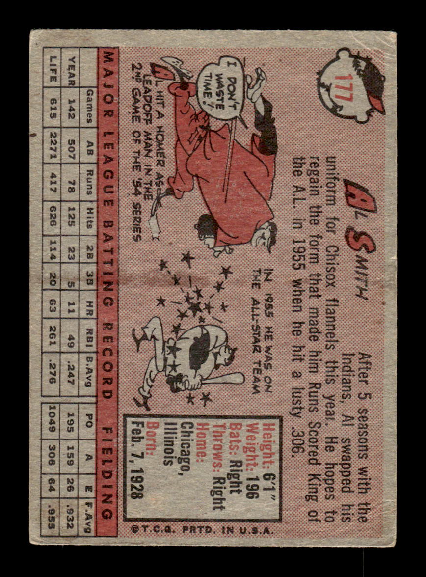 1958 Topps #177 Al Smith Chicago White Sox VGEX KC10009696