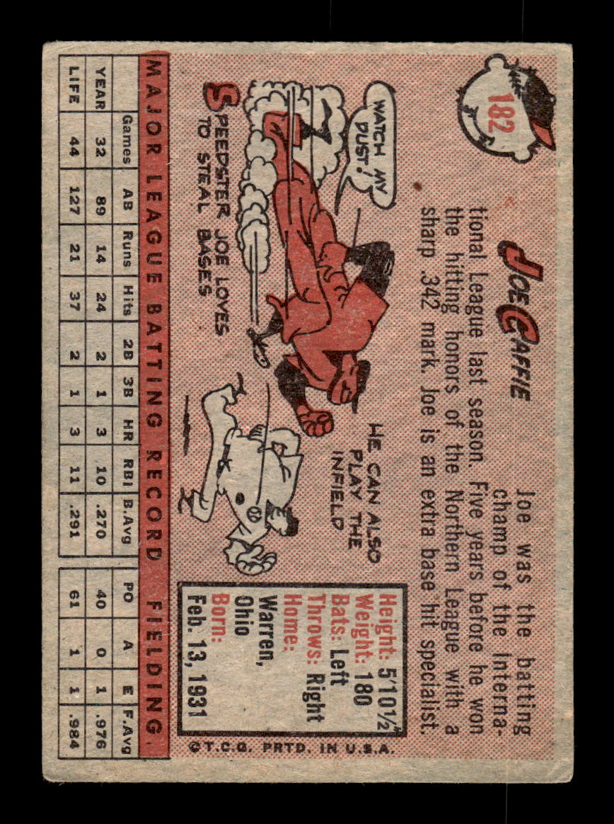1958 Topps #182 Joe Caffie Cleveland Indians EX KC10009701