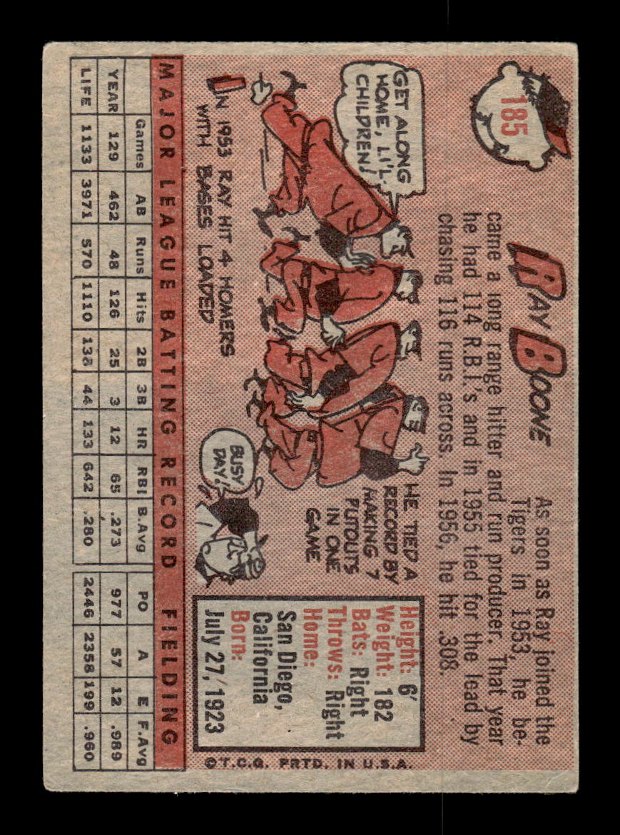 1958 Topps #185 Ray Boone Detroit Tigers VGEX KC10009704