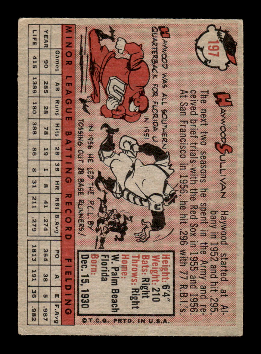 1958 Topps #197 Haywood Sullivan Boston Red Sox VGEX KC10009715