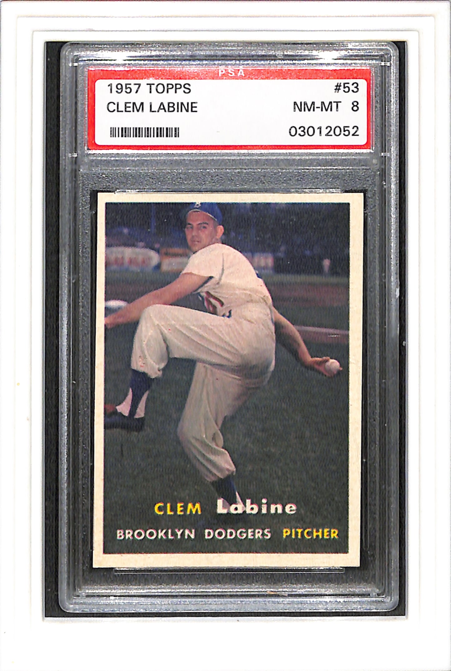 1957 Topps #53 Clem Labine PSA 8 SN 03012052
