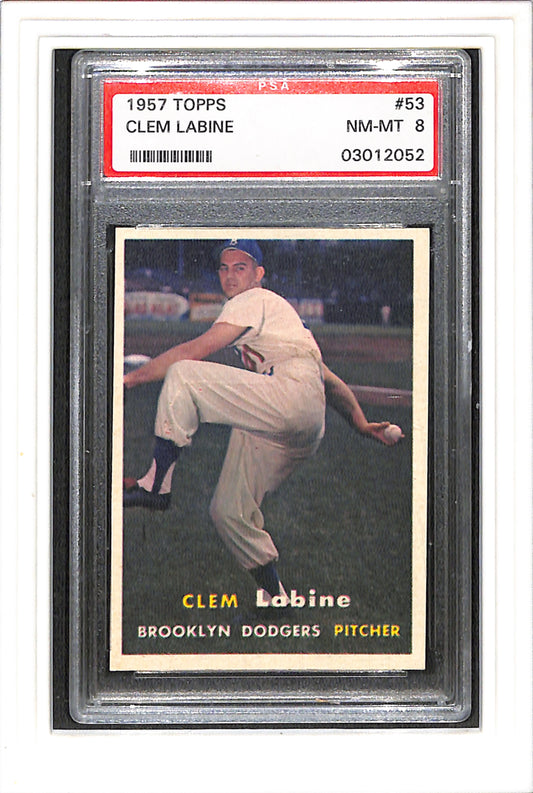 1957 Topps #53 Clem Labine PSA 8 SN 03012052