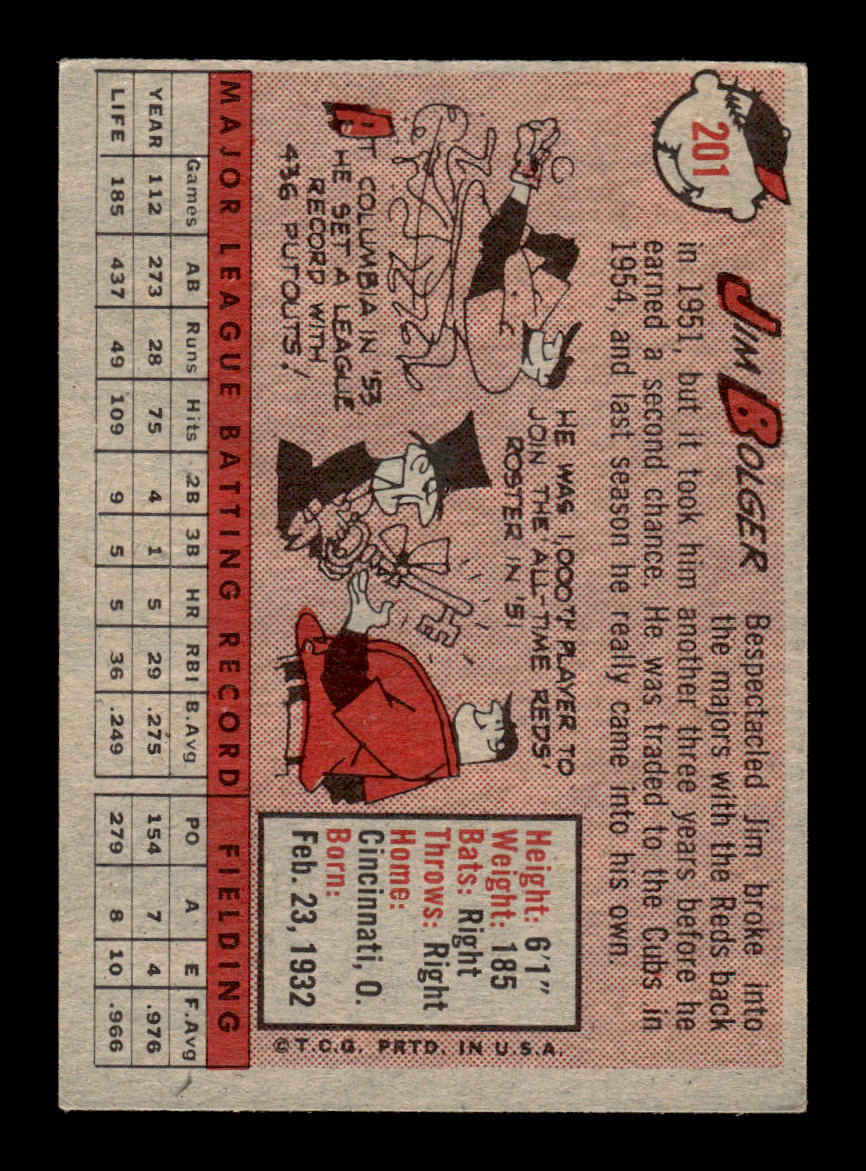 1958 Topps #201 Jim Bolger Chicago Cubs EX HOF10009746