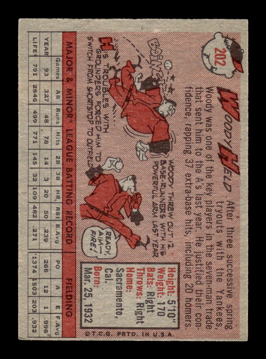 1958 Topps #202 Woodie Held Kansas City Athletics EX HOF10009747