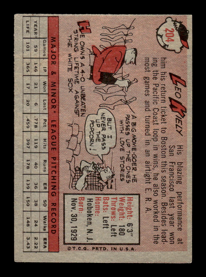 1958 Topps #204 Leo Kiely Boston Red Sox EX HOF10009749