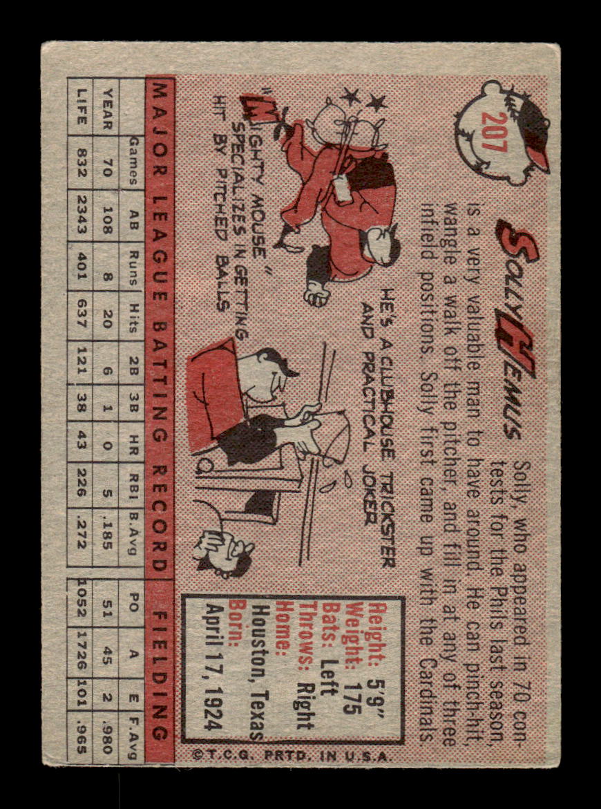 1958 Topps #207 Solly Hemus Philadelphia Phillies VGEX HOF10009752