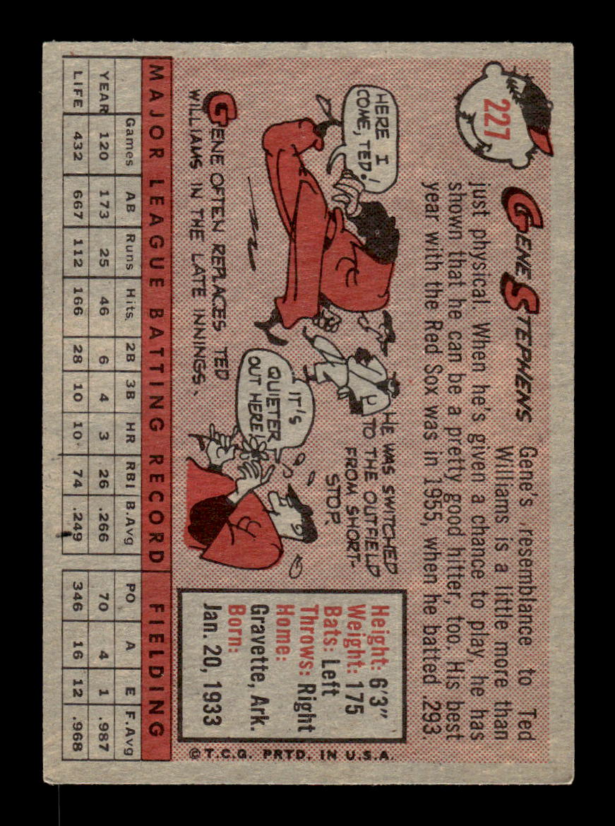 1958 Topps #227 Gene Stephens Boston Red Sox EX HOF10009772
