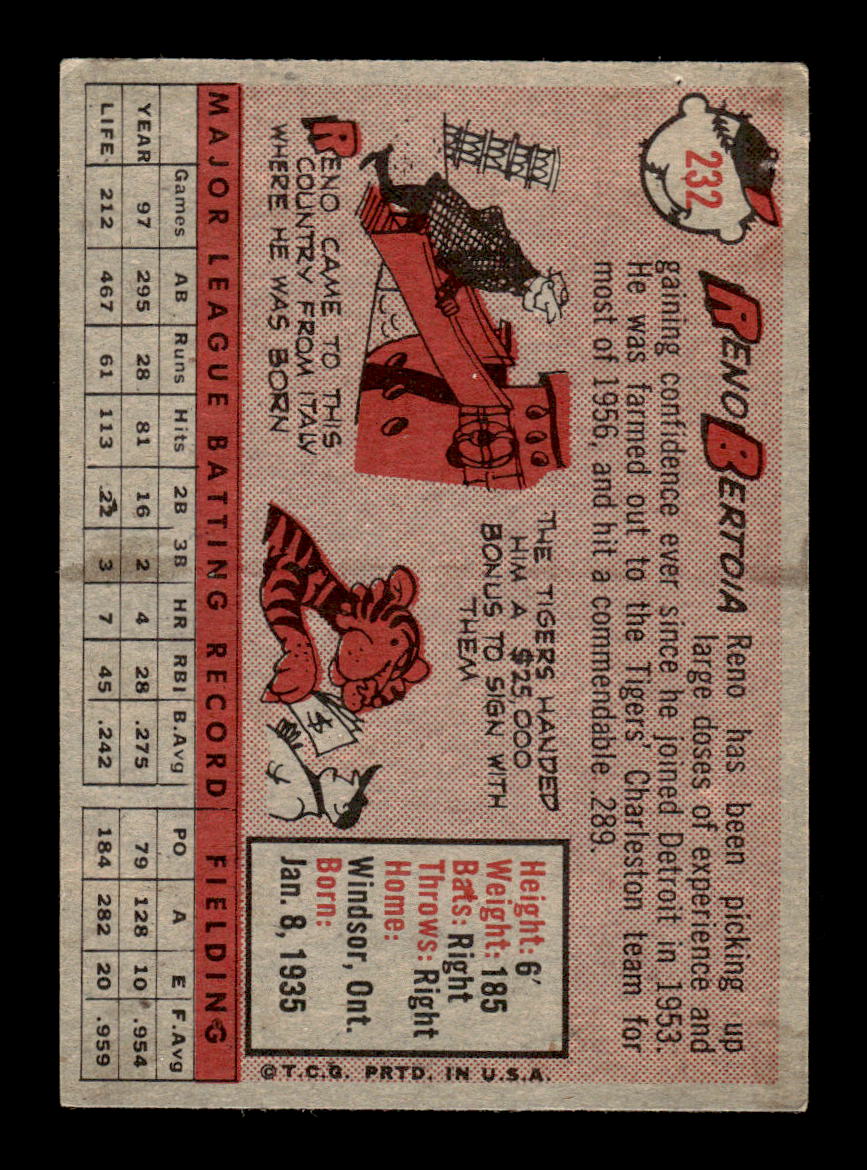 1958 Topps #232 Reno Bertoia Detroit Tigers Poor HOF10009777
