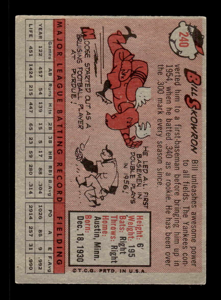 1958 Topps #240 Moose Skowron New York Yankees VGEX HOF10009785