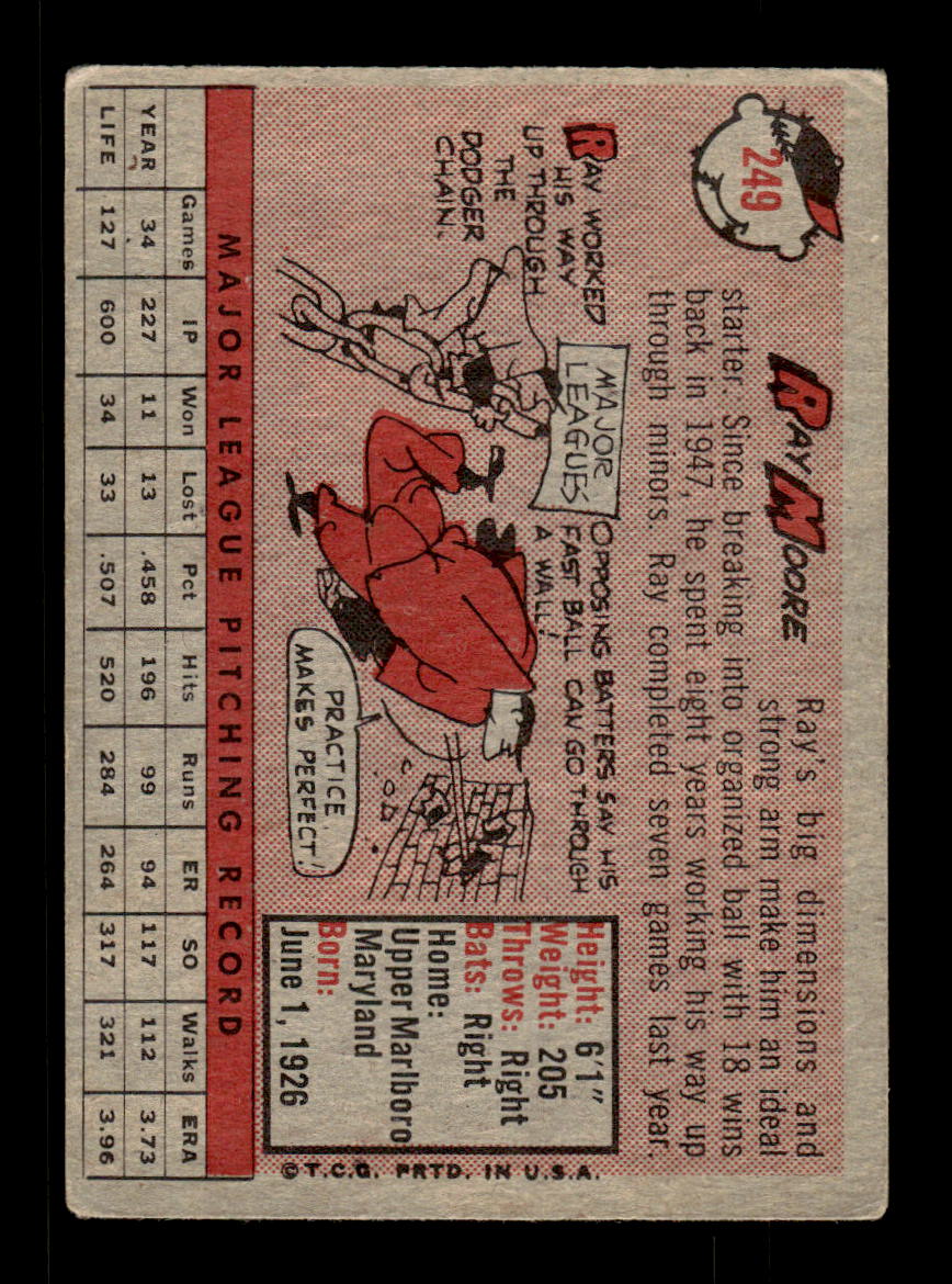 1958 Topps #249 Ray Moore Chicago White Sox VGEX HOF10009794