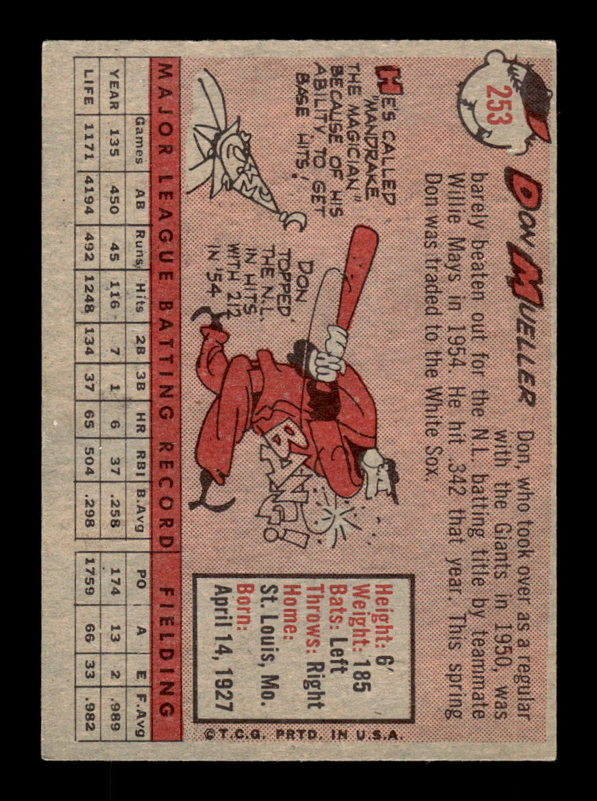 1958 Topps #253 Don Mueller San Francisco Giants VGEX HOF10009798