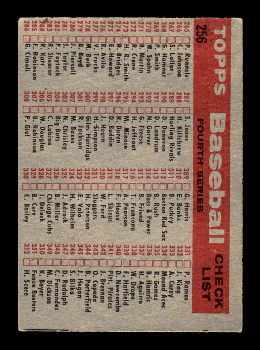 1958 Topps #256 Chicago White Sox Chicago White Sox VGEX HOF10009800