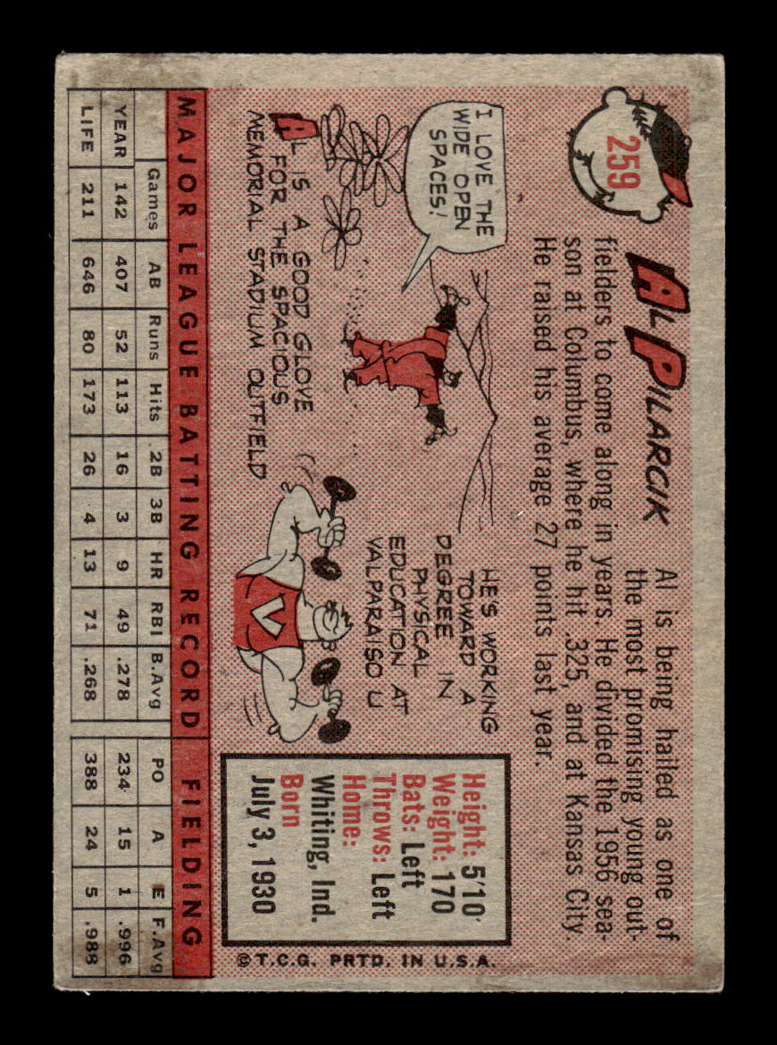 1958 Topps #259 Al Pilarcik Baltimore Orioles VGEX HOF10009803