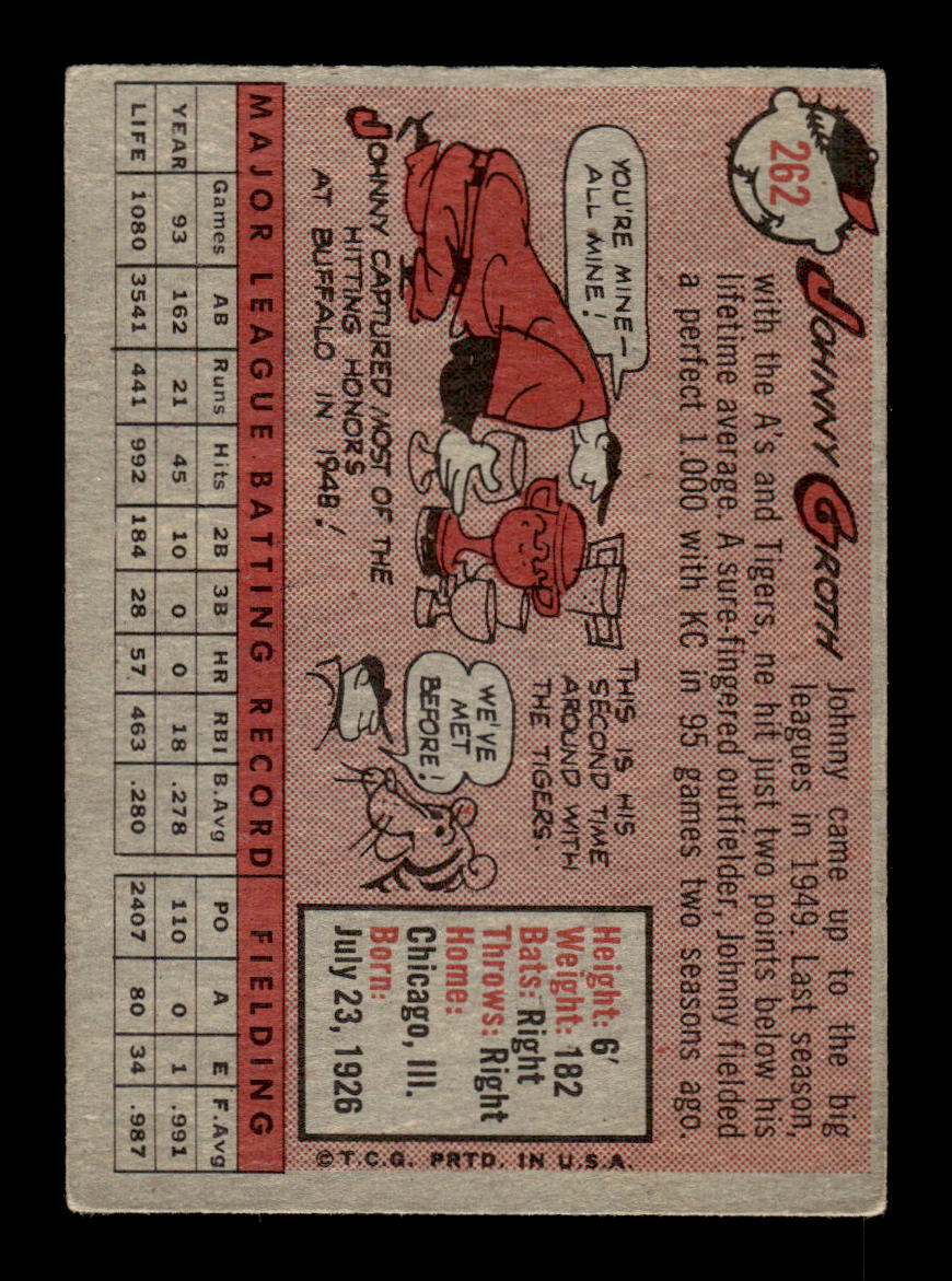 1958 Topps #262 Johnny Groth Detroit Tigers VGEX HOF10009805