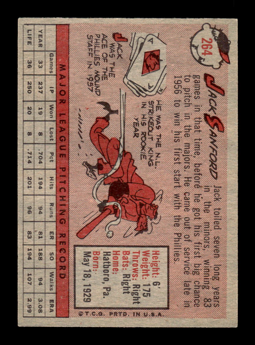 1958 Topps #264 Jack Sanford Philadelphia Phillies EX HOF10009807