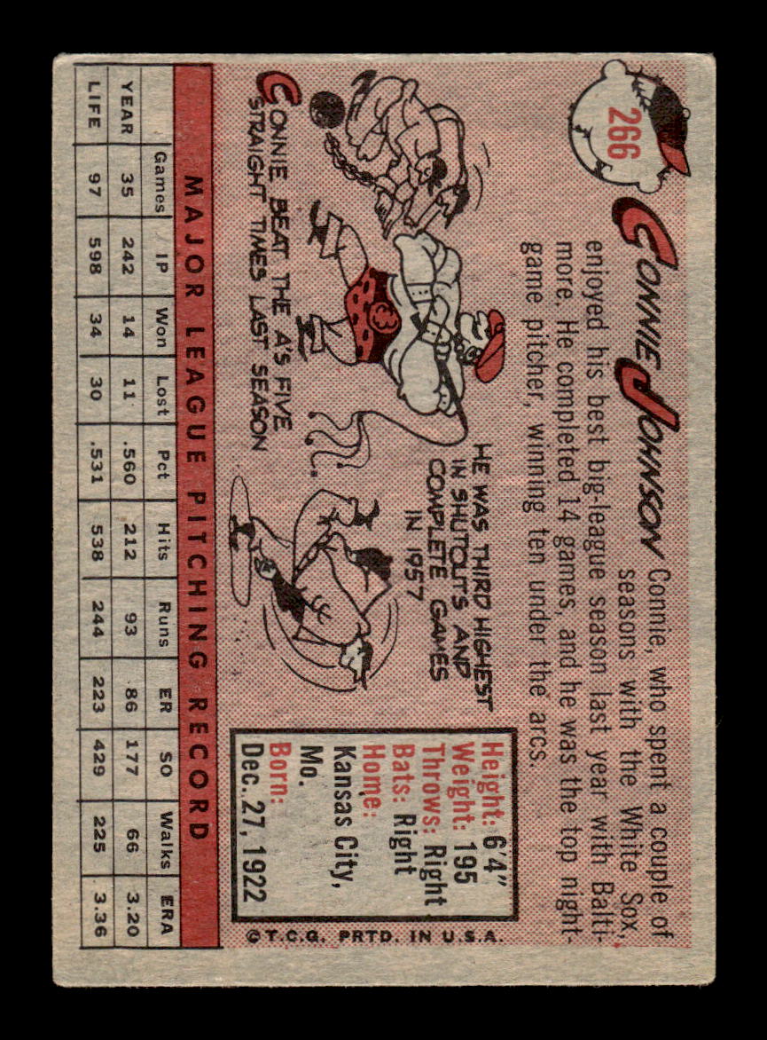 1958 Topps #266 Connie Johnson Baltimore Orioles VGEX HOF10009809