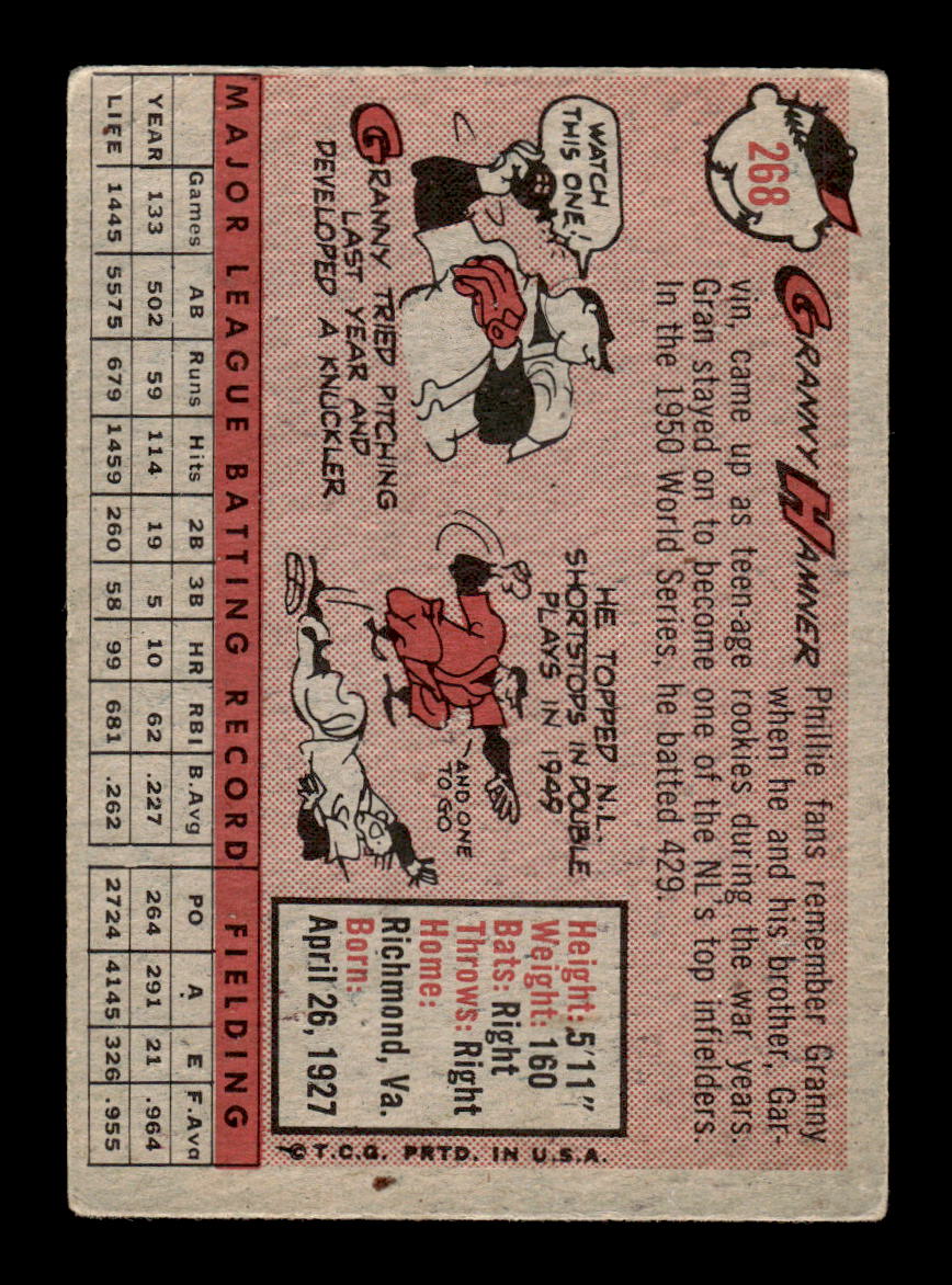 1958 Topps #268 Granny Hamner Philadelphia Phillies VGEX HOF10009811