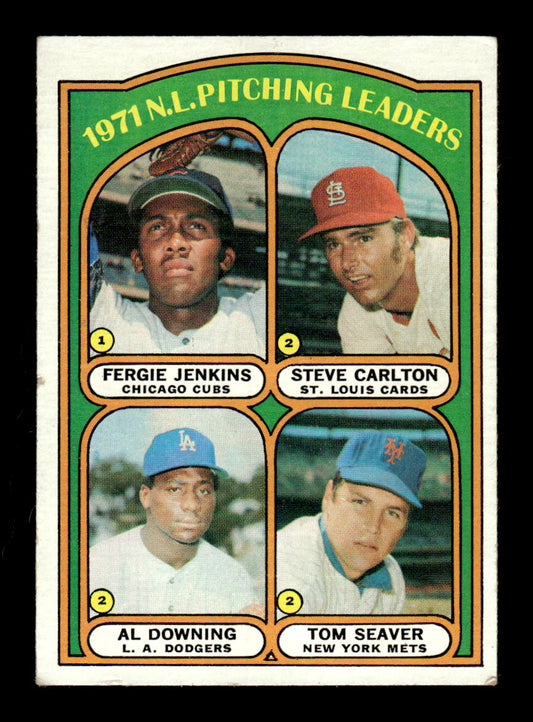 1972 Topps #93 NL Pitching Leaders Jenkins Carlton Seaver VGEX HOF10009843