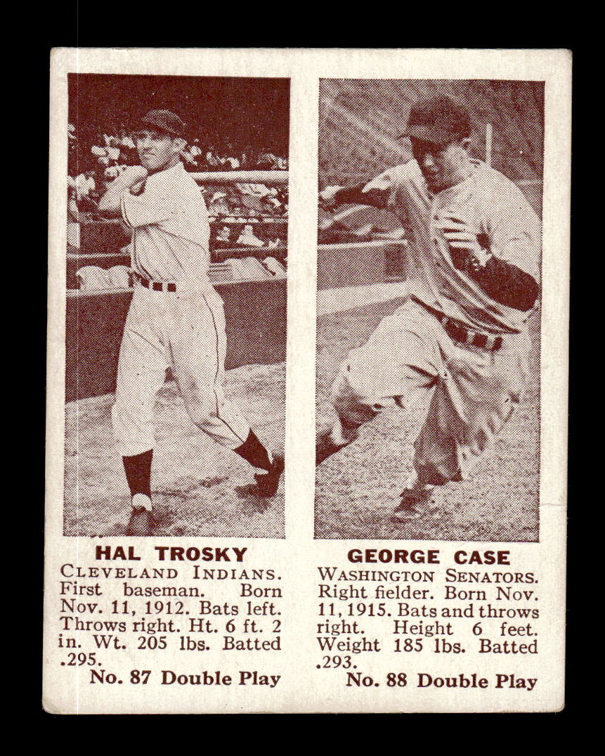 1941 Double Play (R330) #87-88 Hal Trosky / George Case EX HOF10009873
