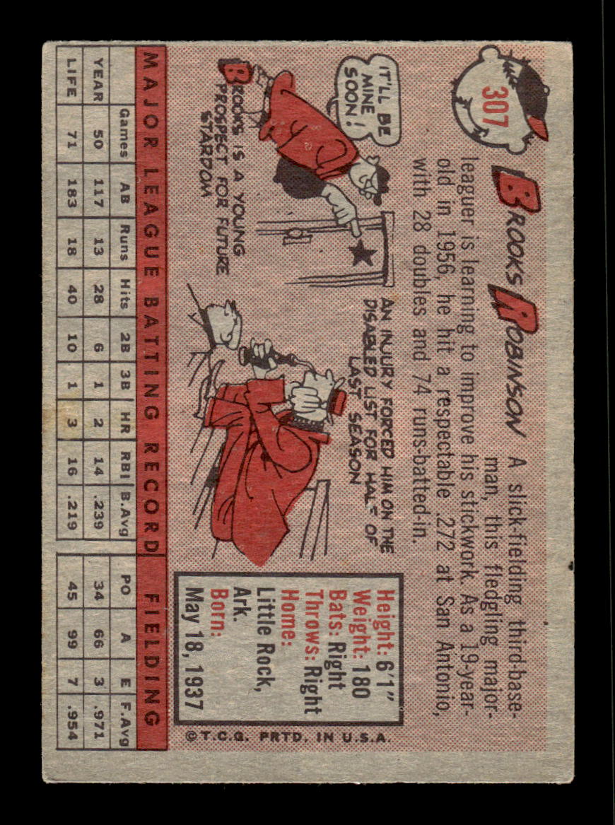1958 Topps #307 Brooks Robinson Baltimore Orioles VGEX HOF10009882