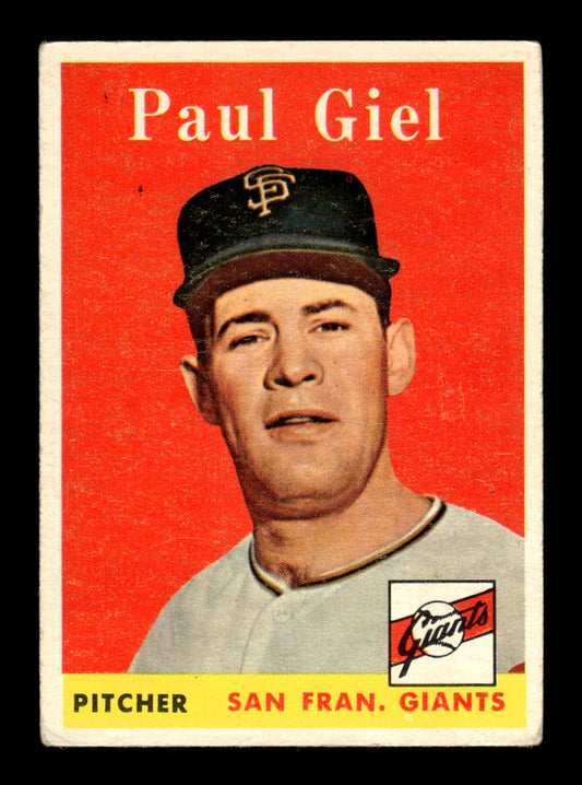 1958 Topps #308 Paul Giel San Francisco Giants VGEX HOF10009883