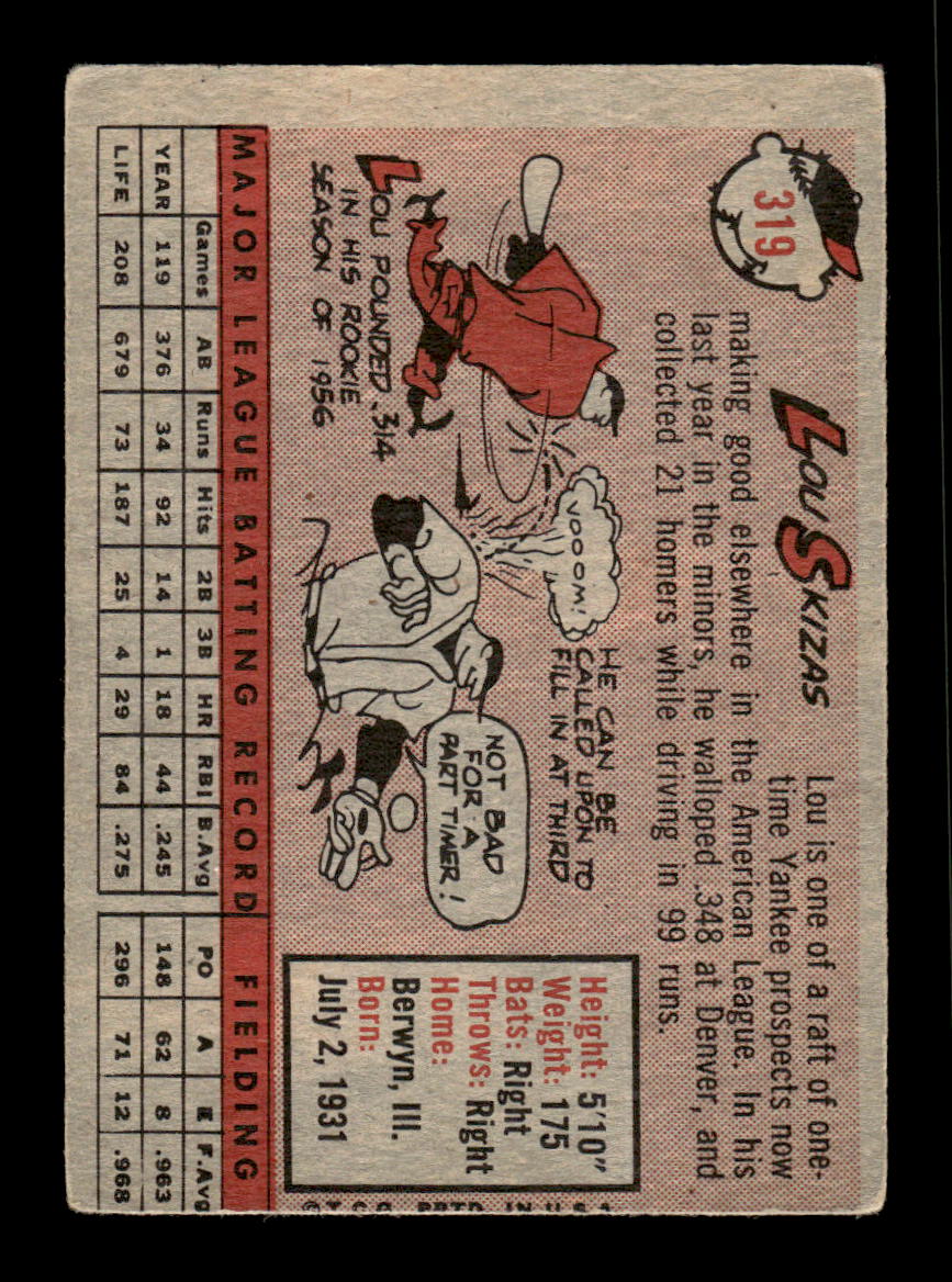 1958 Topps #319 Lou Skizas Detroit Tigers VGEX HOF10009892