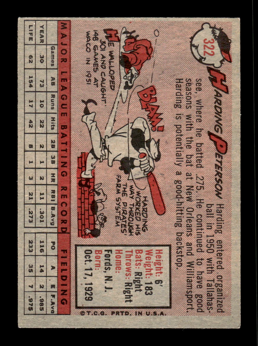 1958 Topps #322 Harding Peterson Pittsburgh Pirates VGEX HOF10009895