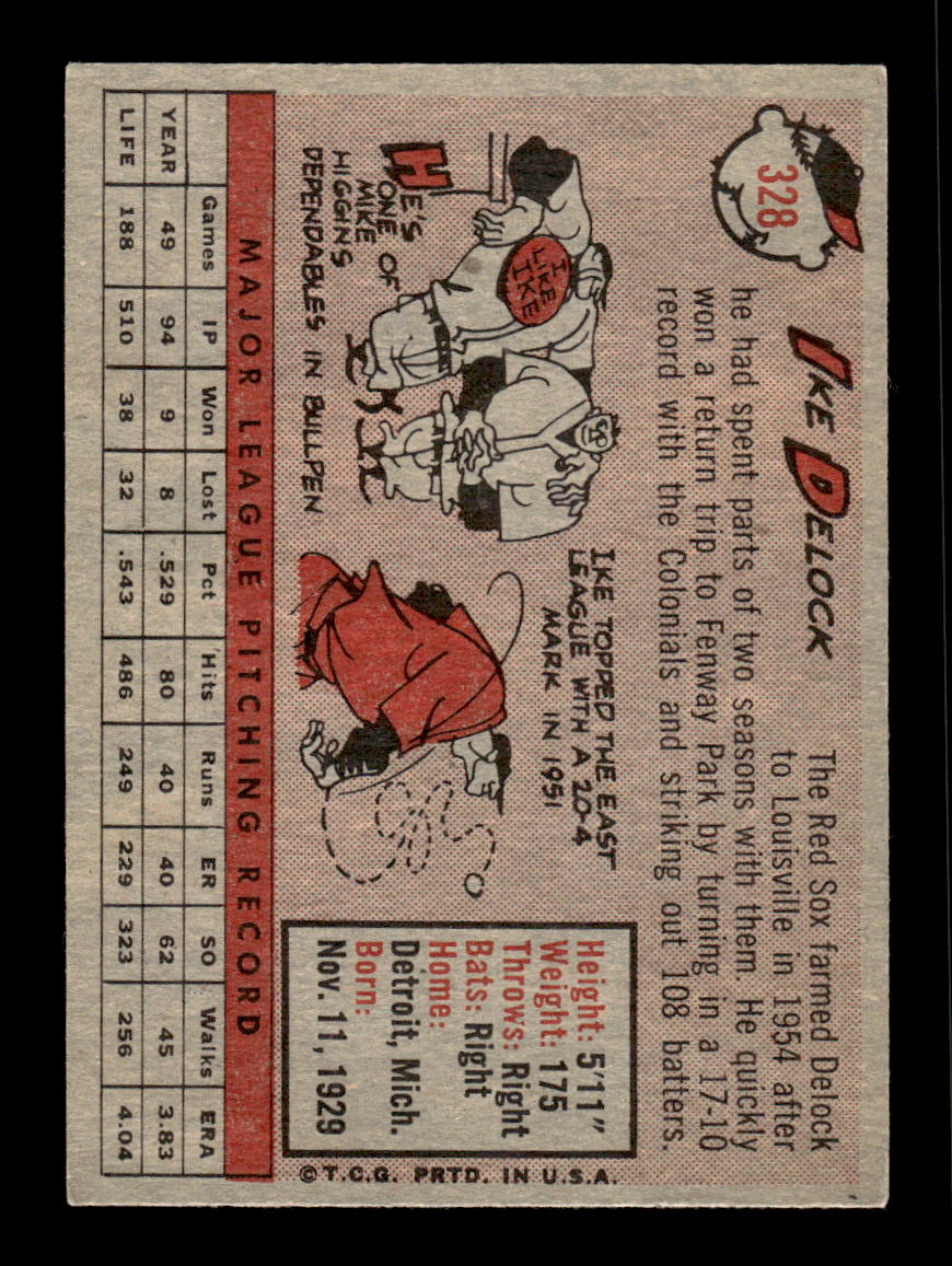 1958 Topps #328 Ike Delock Boston Red Sox EX HOF10009901