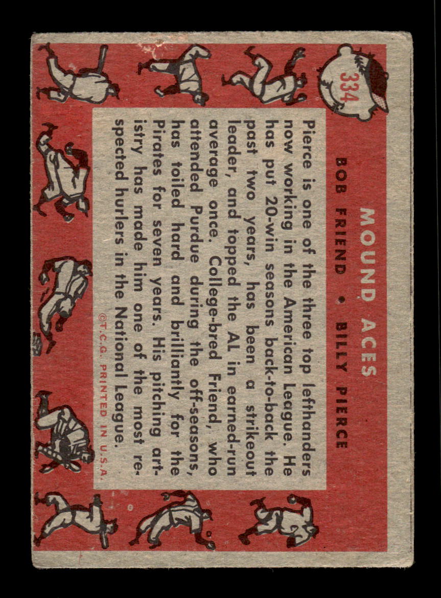 1958 Topps #334 Mound Aces (Bob Friend / Billy Pierce) VGEX HOF10009904