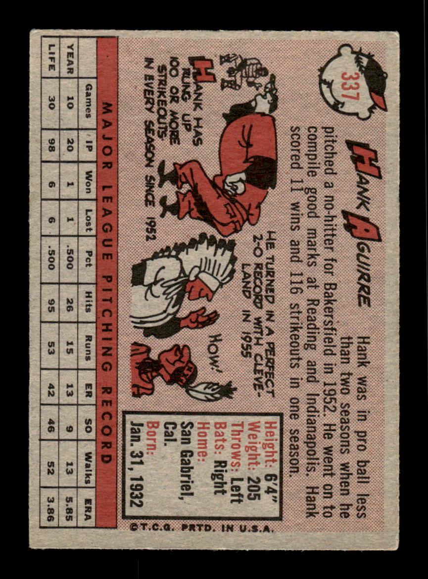 1958 Topps #337 Hank Aguirre Detroit Tigers EX HOF10009907