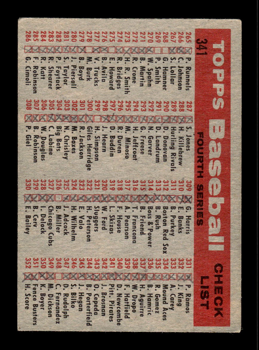 1958 Topps #341 Pittsburgh Pirates Pittsburgh Pirates mk back VG HOF10009910