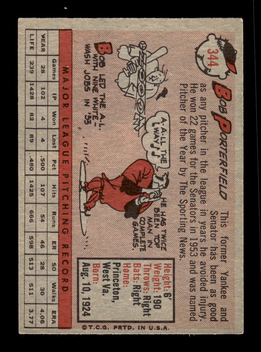 1958 Topps #344 Bob Porterfield Boston Red Sox EX HOF10009912