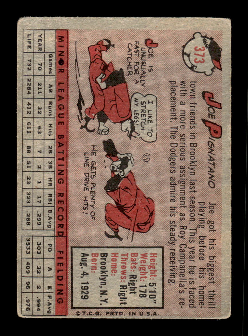1958 Topps #373 Joe Pignatano Los Angeles Dodgers VGEX HOF10009940