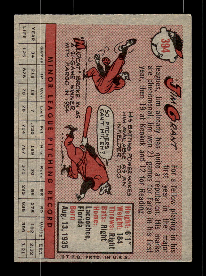 1958 Topps #394 Jim Grant Cleveland Indians VGEX HOF10009959