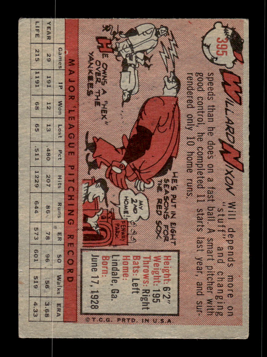 1958 Topps #395 Willard Nixon Boston Red Sox VGEX HOF10009960