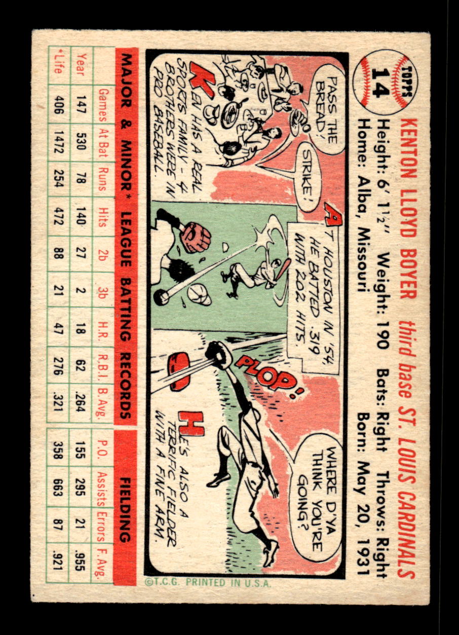 1956 Topps #14a Ken Boyer St. Louis Cardinals EXMT HOF10010023