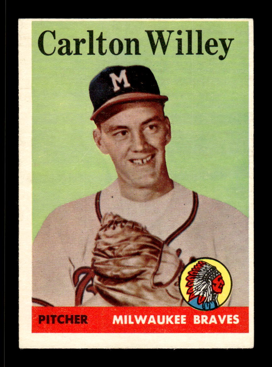 1958 Topps #407 Carlton Willey Milwaukee Braves VGEX HOF10010035