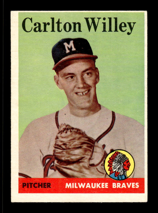 1958 Topps #407 Carlton Willey Milwaukee Braves VGEX HOF10010035