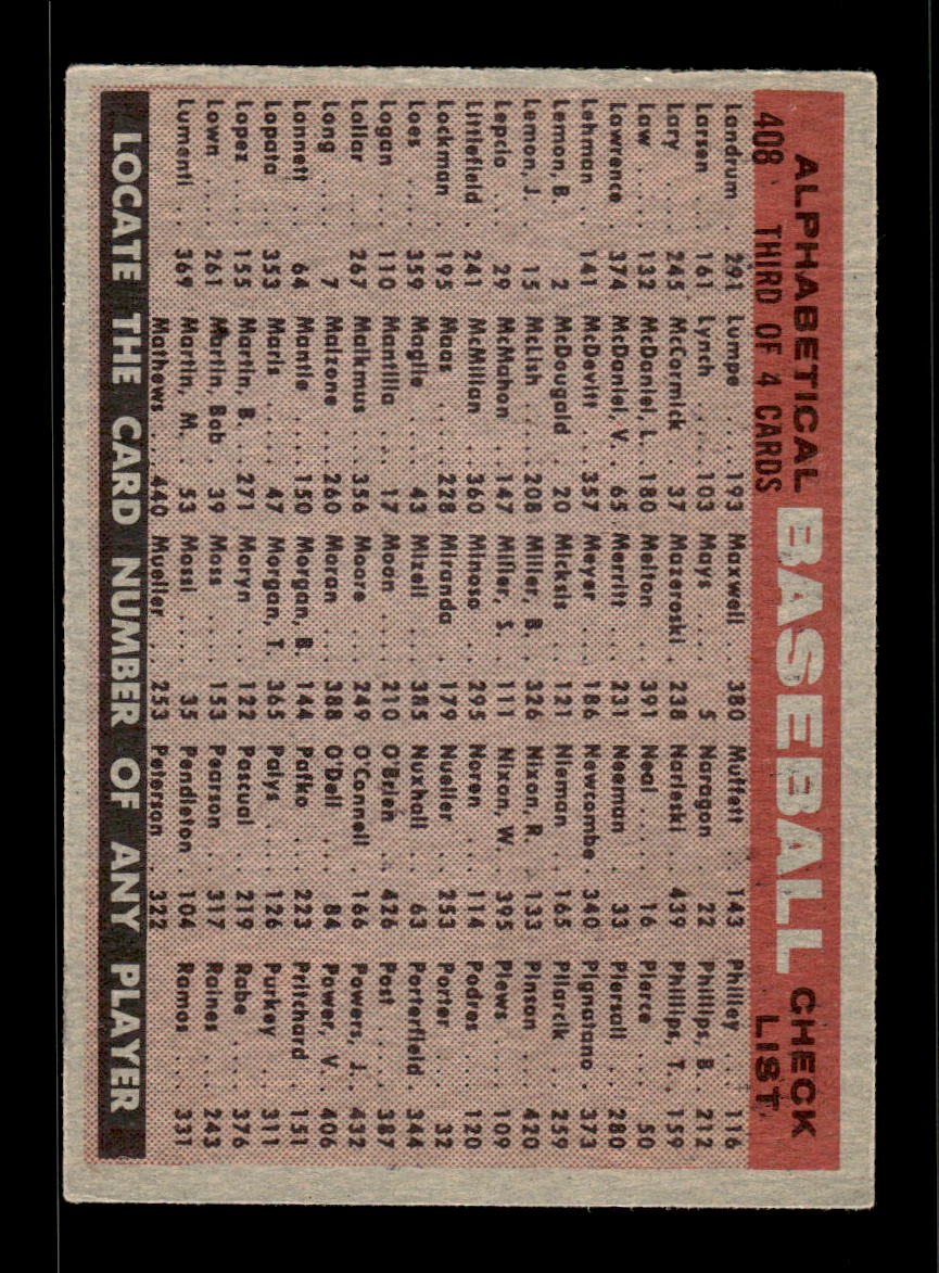 1958 Topps #408a Baltimore Orioles Baltimore Orioles EX HOF10010036