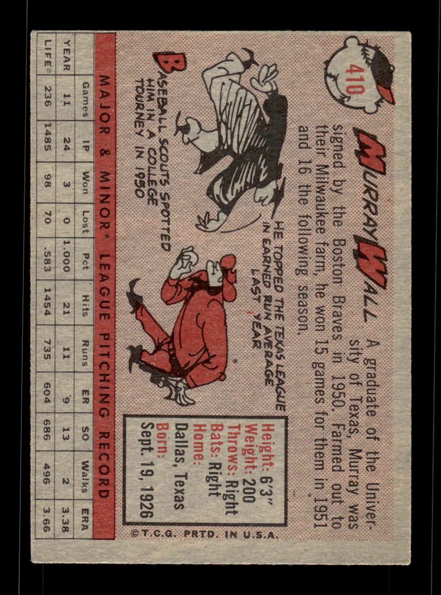 1958 Topps #410 Murray Wall Boston Red Sox VGEX HOF10010038