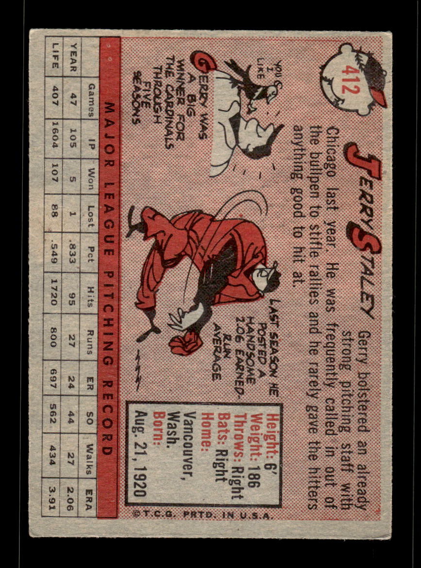 1958 Topps #412 Jerry Staley Chicago White Sox VGEX HOF10010040