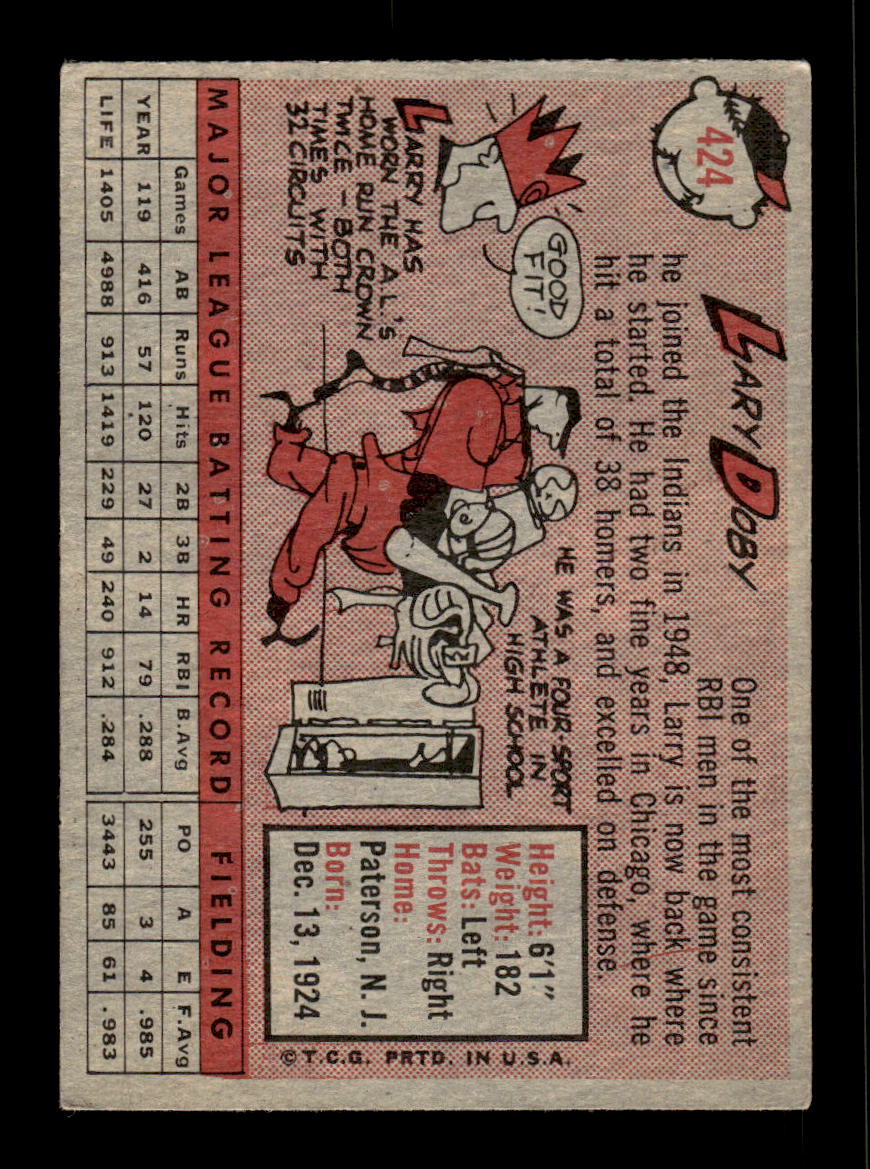 1958 Topps #424 Larry Doby Cleveland Indians VGEX HOF10010050